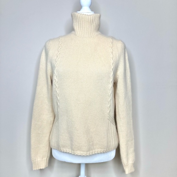 Vintage Cashmere Turtleneck Sweater Fits size Small Cream Y2K Classic - Picture 12 of 14
